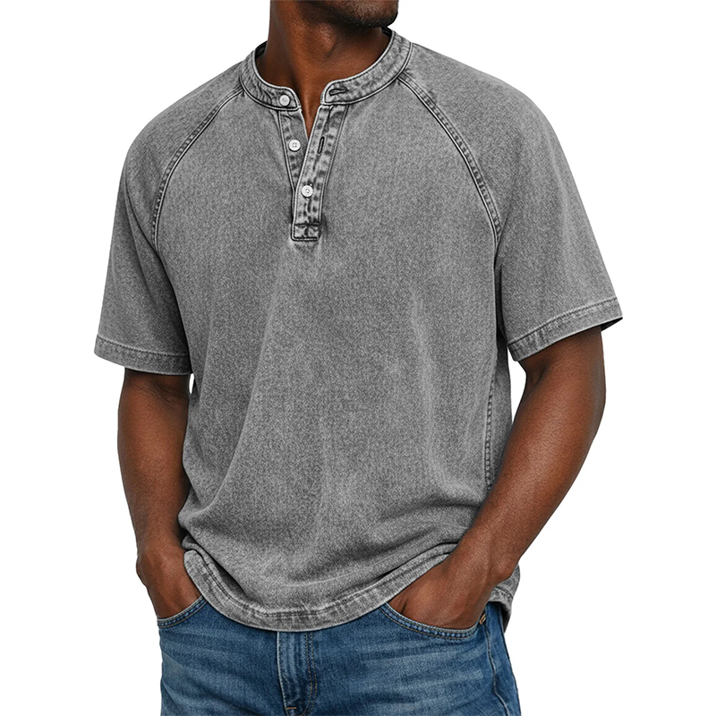 ⭐ Plus de 5.000 avis positifs !💎Chemise décontractée à manches courtes et col mao pour homme