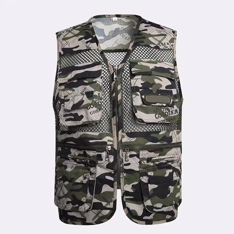 Gilet de pêche homme multi-poches pour plein air