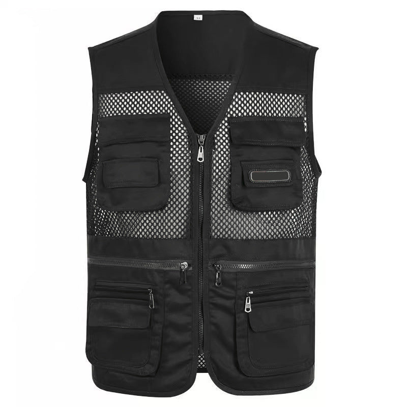 Gilet de pêche homme multi-poches pour plein air