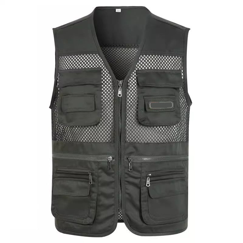 Gilet de pêche homme multi-poches pour plein air