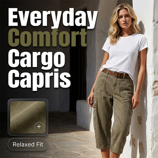 👖 50 % DE RÉDUCTION EN CE MOMENT ! 🌿 Capri cargo décontracté pour femme – Grandes poches pratiques, tissu respirant et coupe ample ✨