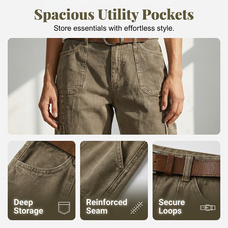 👖🪢🔧 OFFRE LIMITÉE 50% DE RÉDUCTION! Pantalons Cargo Capri Décontractés pour Femme – Plusieurs Poches Utilitaires, Longueur Courte, Coupe Large – Parfaits pour un Usage Quotidien, les Voyages ou les Promenades en Plein Air 🌿☀️