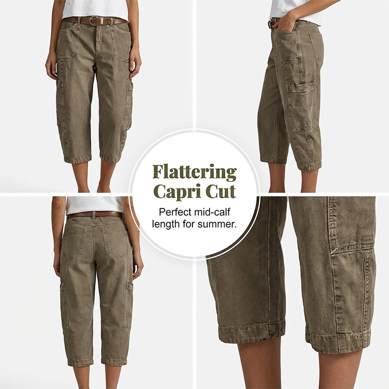 👖🪢🔧 OFFRE LIMITÉE 50% DE RÉDUCTION! Pantalons Cargo Capri Décontractés pour Femme – Plusieurs Poches Utilitaires, Longueur Courte, Coupe Large – Parfaits pour un Usage Quotidien, les Voyages ou les Promenades en Plein Air 🌿☀️