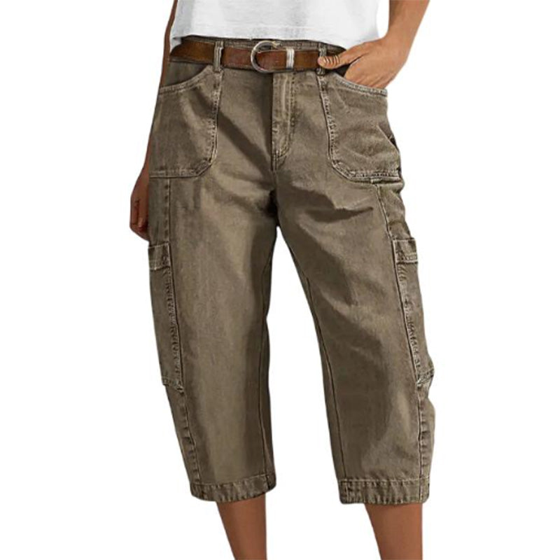 👖 50 % DE RÉDUCTION EN CE MOMENT ! 🌿 Capri cargo décontracté pour femme – Grandes poches pratiques, tissu respirant et coupe ample ✨