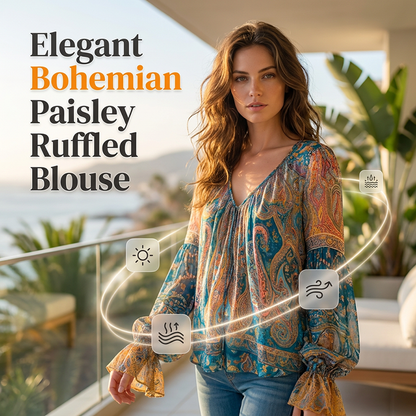 ⏳ Dernière heure – -50% se termine ! Blouse élégante à volants, style bohème et motif cachemire