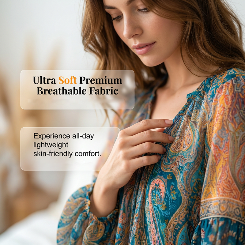 ⏳ Dernière heure – -50% se termine ! Blouse élégante à volants, style bohème et motif cachemire
