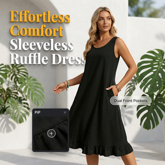 🔥 NOUVEAU + -50% + 50.000+ vendus 🔥 Robe décontractée sans manches à volants pour femme
