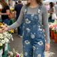 🏃‍♀️ Se vend en quelques secondes – dépêchez-vous ! Salopette en jean à imprimé floral vintage pour femme