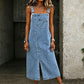 👗 50 % DE RÉDUCTION EN CE MOMENT ! 👖 Robe-salopette midi sans manches en jean pour femme – Jean doux et coupe décontractée – Style vintage, poches latérales – Idéale pour les journées décontractées ou les superpositions estivales ✨