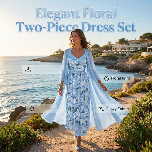🌸👗Ensemble deux pièces fleuri élégant pour femme – le look parfait pour les vacances d'été✨