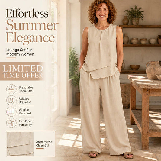 Ensemble haut asymétrique et pantalon large pour femme
