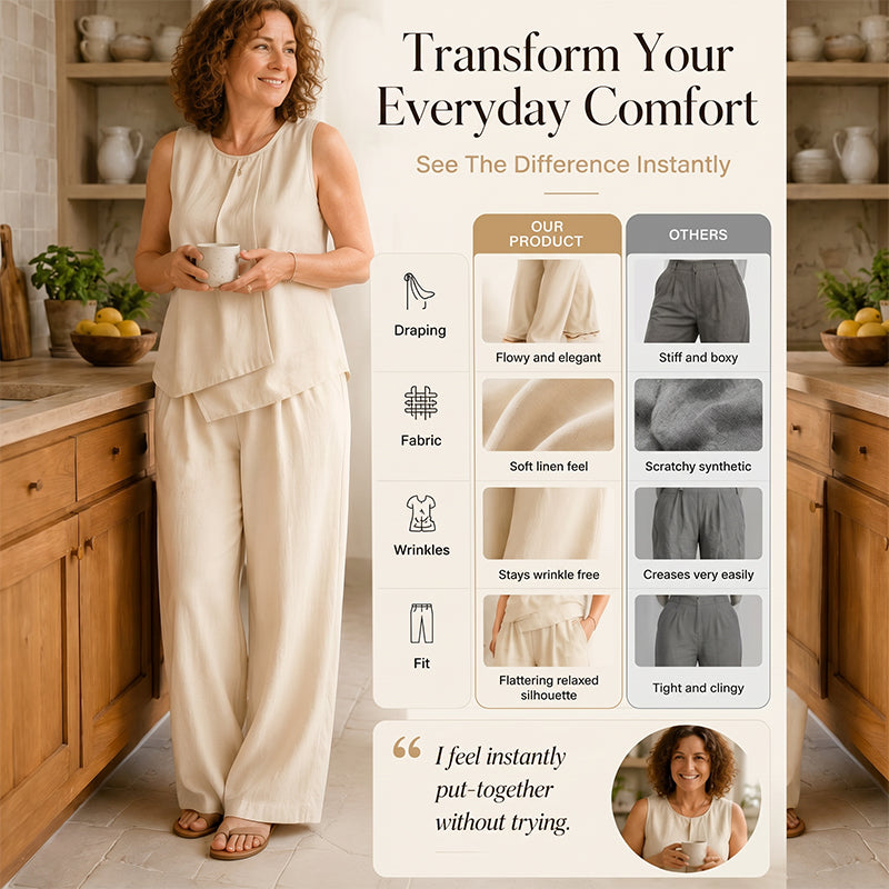 Ensemble haut asymétrique et pantalon large pour femme