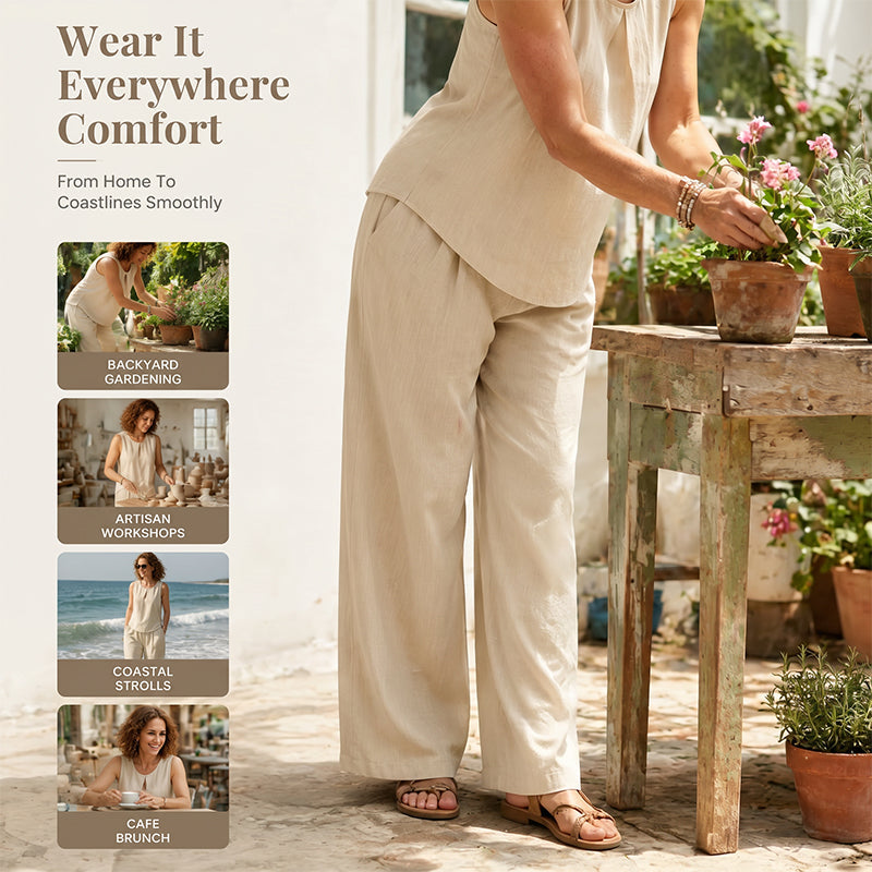 Ensemble haut asymétrique et pantalon large pour femme