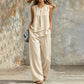 Ensemble haut asymétrique et pantalon large pour femme