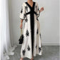 👗Robe longue imprimée à col en V élégante pour femme