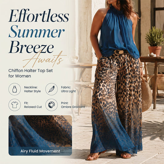 👗Ensemble femme composé d'un haut dos nu sans manches et d'un pantalon léopard – Une tenue d'été audacieuse, chic et décontractée🔥