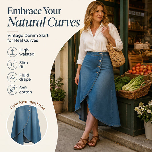 💙🔥Jupe en jean à taille haute et coupe asymétrique pour femme – Un style vintage tout en simplicité