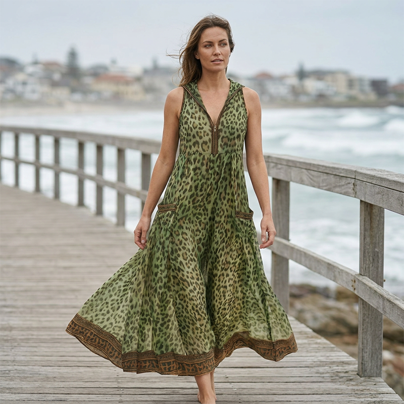 👗 50% DE RÉDUCTION 🐆 Robe maxi léopard d’été pour femme  – parfaite pour la plage, les vacances ou une soirée audacieuse ✨🌿