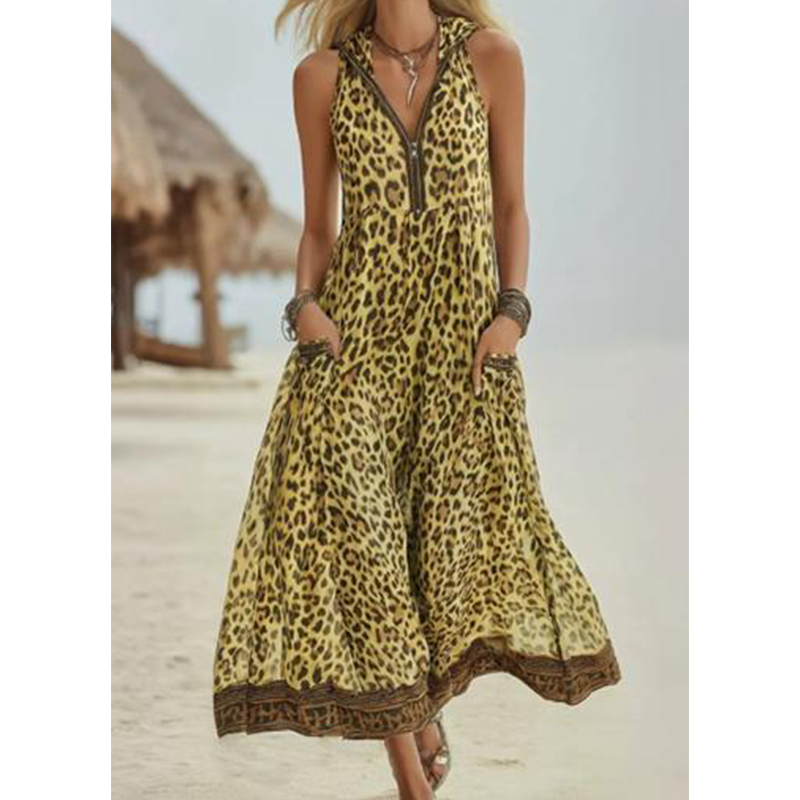 👗 50% DE RÉDUCTION 🐆 Robe maxi léopard d’été pour femme  – parfaite pour la plage, les vacances ou une soirée audacieuse ✨🌿