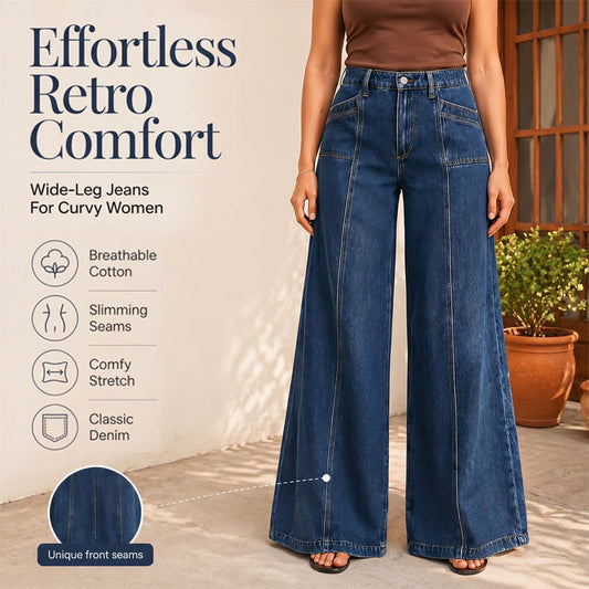👖Jean femme taille haute à jambes larges – Coupe vintage flatteuse en denim ✨