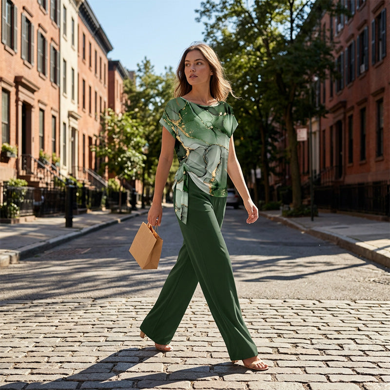Ensemble deux pièces élégant à motifs pour femme