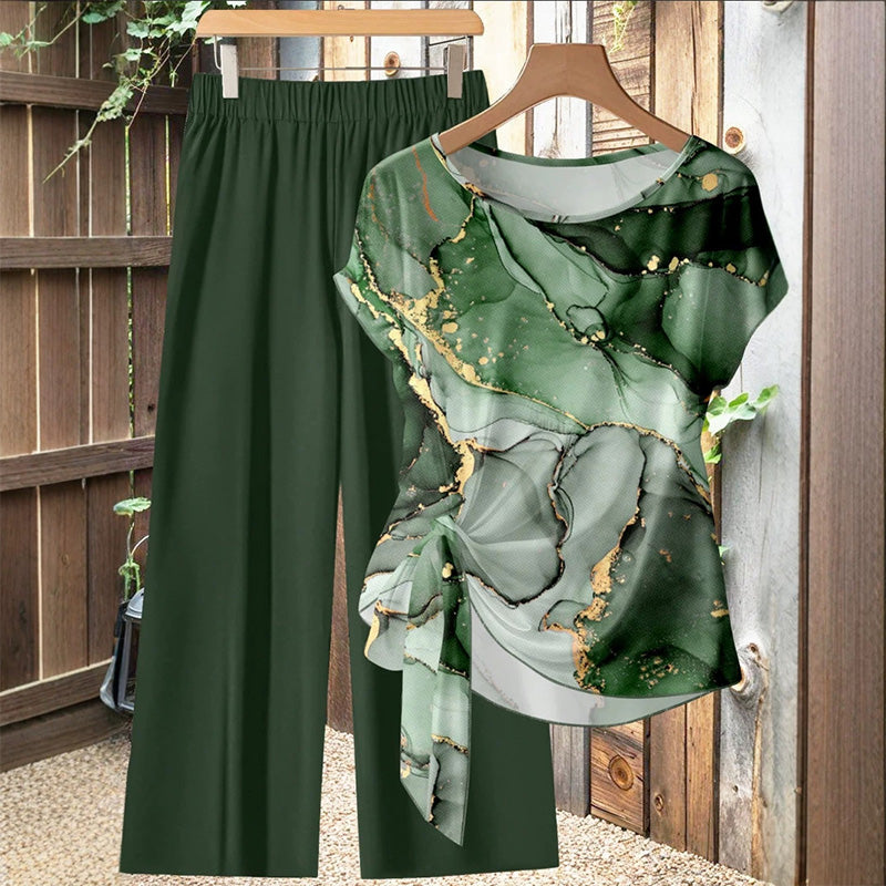 Ensemble deux pièces élégant à motifs pour femme