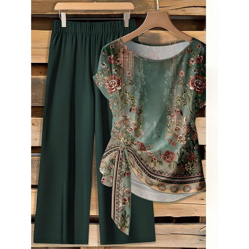 Ensemble deux pièces élégant à motifs pour femme