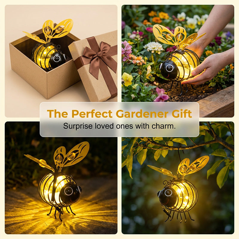 🐝 PROMO LIMITÉE 50% DE RÉDUCTION ! 🎁Deux achetés, un offert ☀️ Suspension Solaire Abeille Lumineuse – Ailes en Cœur, Métal, Résistant aux Intempéries 🌸