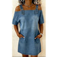 Robe en jean pour femme avec boucles réglables et poches