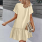 Robe à nouer pour femme, robe d'été ample en coton et lin, avec ourlet à volants, robe décontractée à manches courtes