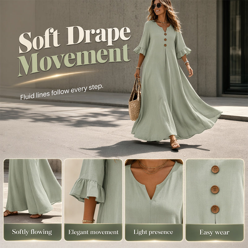 Robe longue ample à col en V pour femme