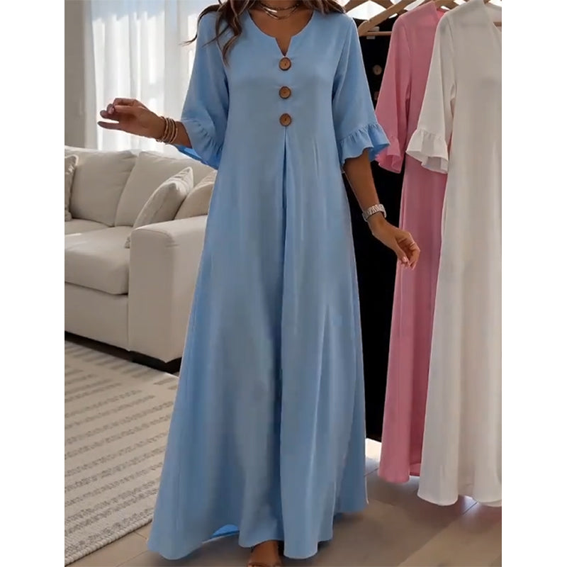 Robe longue ample à col en V pour femme