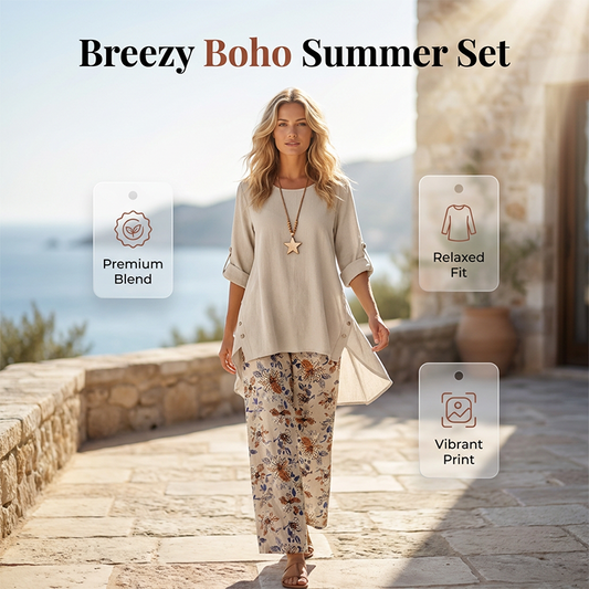 👚 50 % DE RÉDUCTION EN CE MOMENT ! 🌿 Ensemble femme composé d'un haut à manches courtes et d'un pantalon en coton et lin – Respirant et léger – Idéal pour l'été, le bureau ou les journées décontractées – Coupe ample avec une texture naturelle 🌸✨