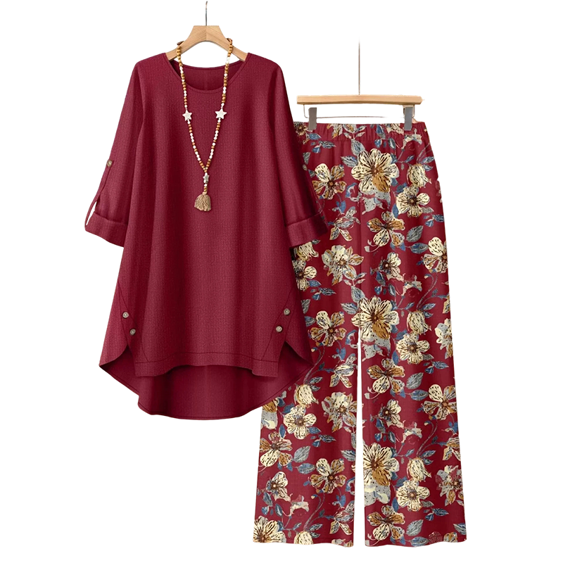👚 50 % DE RÉDUCTION EN CE MOMENT ! 🌿 Ensemble femme composé d'un haut à manches courtes et d'un pantalon en coton et lin – Respirant et léger – Idéal pour l'été, le bureau ou les journées décontractées – Coupe ample avec une texture naturelle 🌸✨