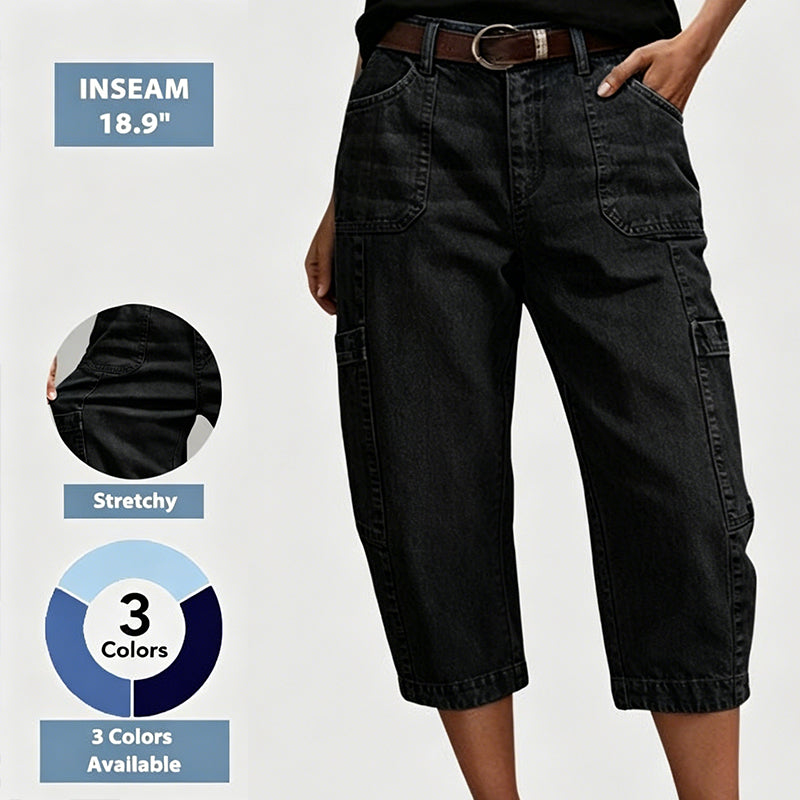 📢Soldes de mi-saison : 50 % de réduction – offre à durée limitée ⏰Pantalon de jean court et extensible pour femme, style décontracté