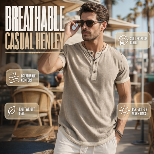 ⌛Offre à durée limitée – T-shirt Henley à manches courtes et respirant pour homme