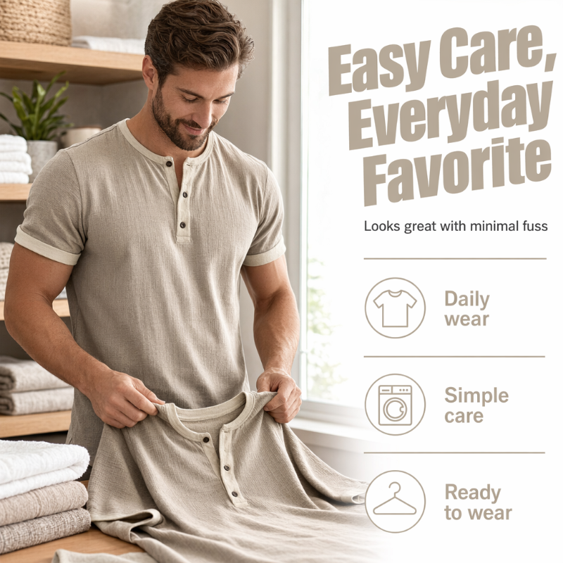 ⌛Offre à durée limitée – T-shirt Henley à manches courtes et respirant pour homme