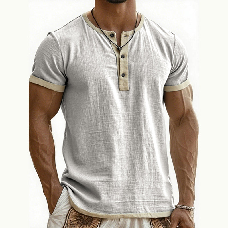 ⌛Offre à durée limitée – T-shirt Henley à manches courtes et respirant pour homme