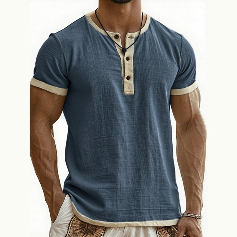 ⌛Offre à durée limitée – T-shirt Henley à manches courtes et respirant pour homme