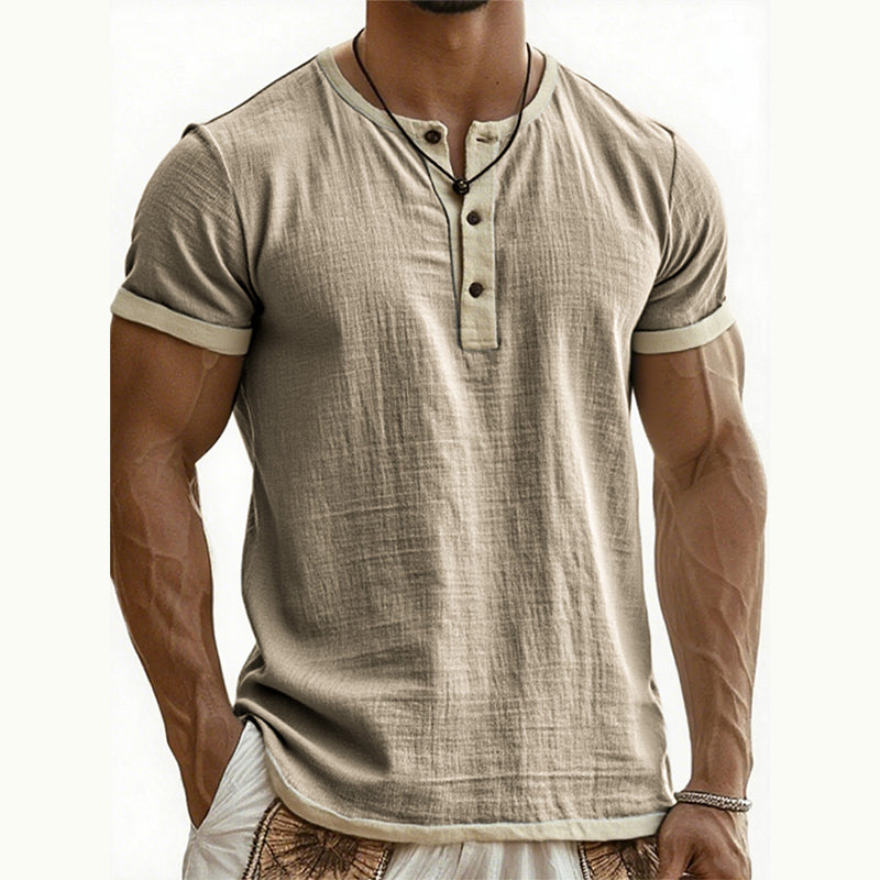 ⌛Offre à durée limitée – T-shirt Henley à manches courtes et respirant pour homme