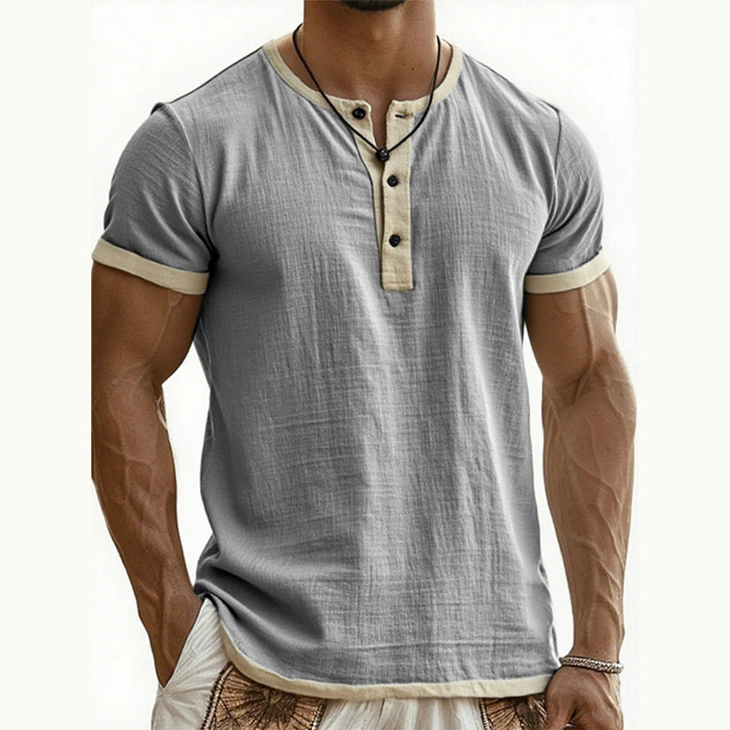 ⌛Offre à durée limitée – T-shirt Henley à manches courtes et respirant pour homme