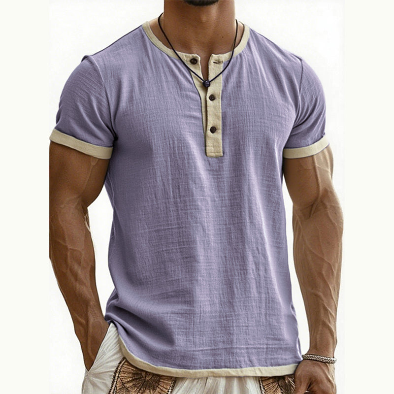 ⌛Offre à durée limitée – T-shirt Henley à manches courtes et respirant pour homme