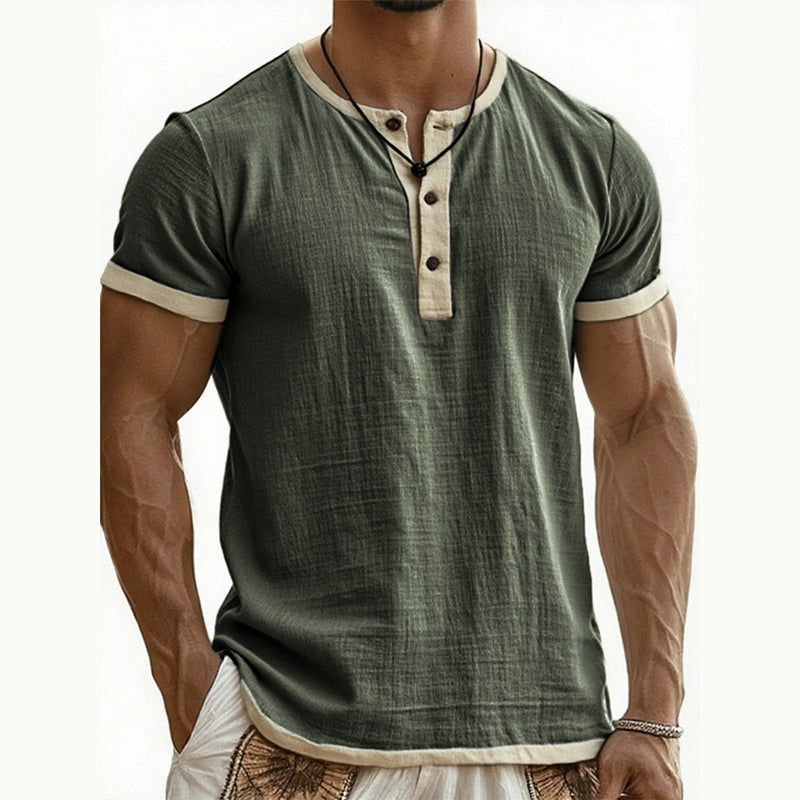 ⌛Offre à durée limitée – T-shirt Henley à manches courtes et respirant pour homme