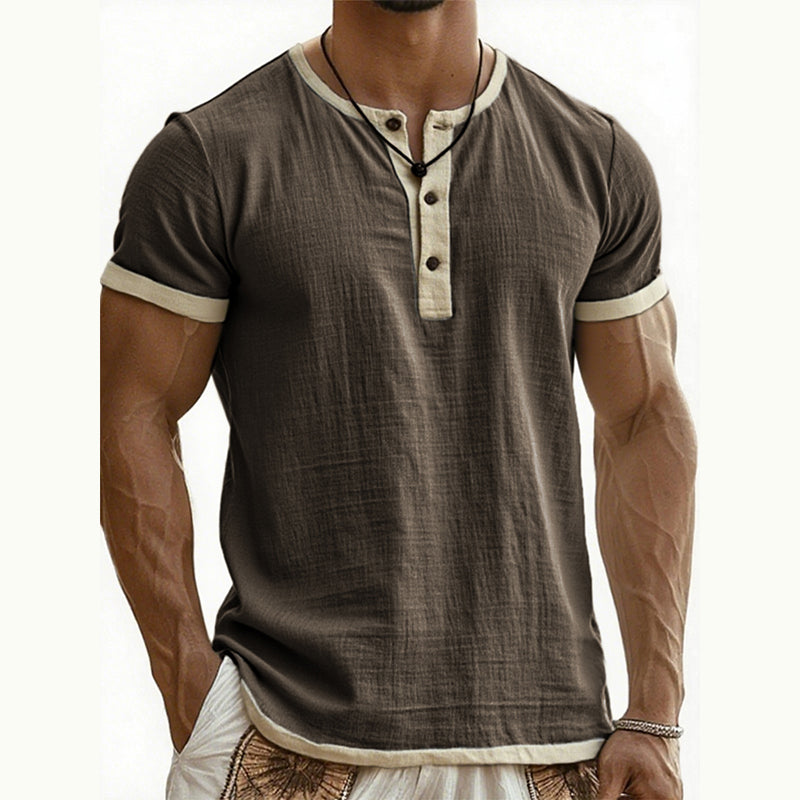 ⌛Offre à durée limitée – T-shirt Henley à manches courtes et respirant pour homme