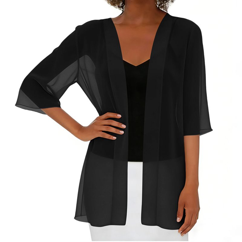 Cardigan ample en mousseline pour femme, ouvert sur le devant