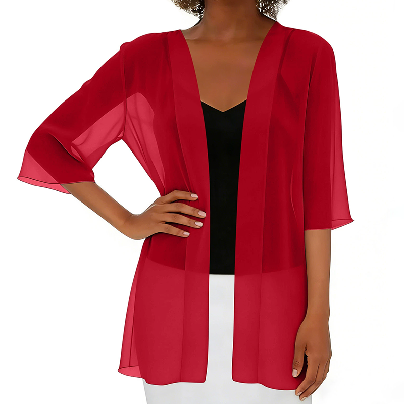 Cardigan ample en mousseline pour femme, ouvert sur le devant