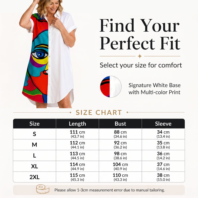 Robe-chemise imprimée pour femme, style portrait artistique