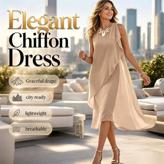 Robe sans manches à col rond et ourlet asymétrique pour femme