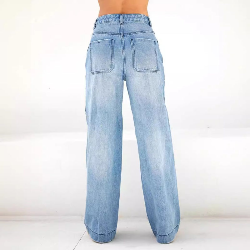 🔥 PROMO EXCEPTIONNELLE 50% DE RÉDUCTION ! 👖 Jean Taille Haute Jambes Larges Femme – Denim Premium, Silhouette Allongée & Style Polyvalent – L'Indispensable de Votre Garde-Robe en Bleu 💙✨