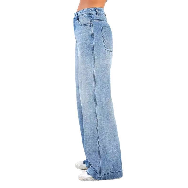 🔥 PROMO EXCEPTIONNELLE 50% DE RÉDUCTION ! 👖 Jean Taille Haute Jambes Larges Femme – Denim Premium, Silhouette Allongée & Style Polyvalent – L'Indispensable de Votre Garde-Robe en Bleu 💙✨